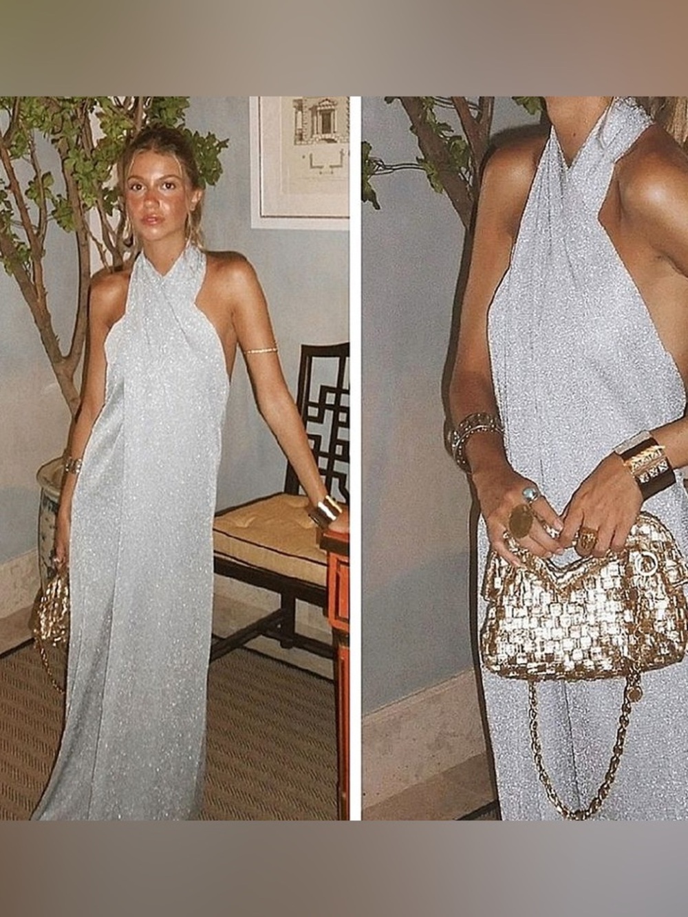 ZARA Silver Party Dress - Size Medium